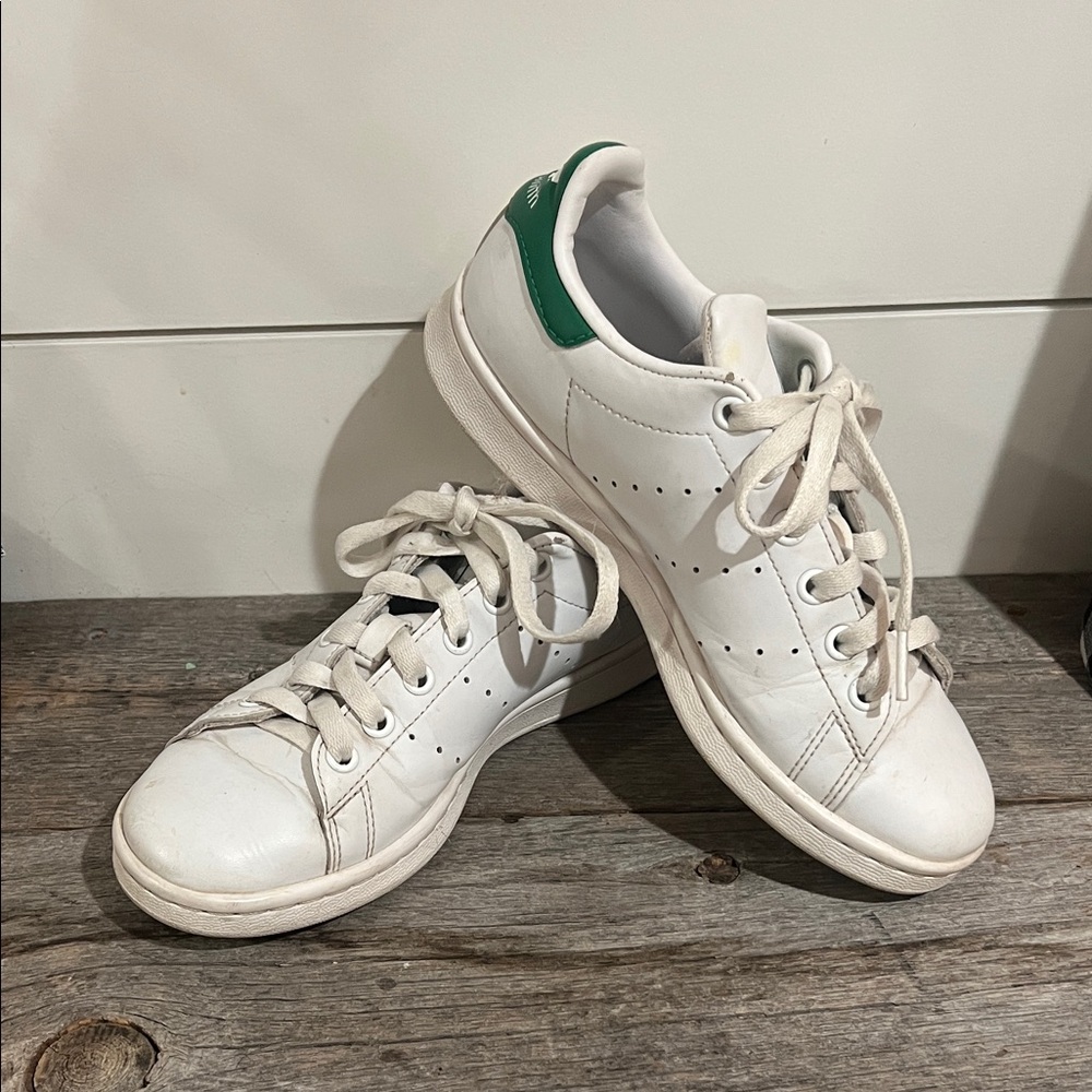 Adidas Stan Smith White Sneakers with Green Label